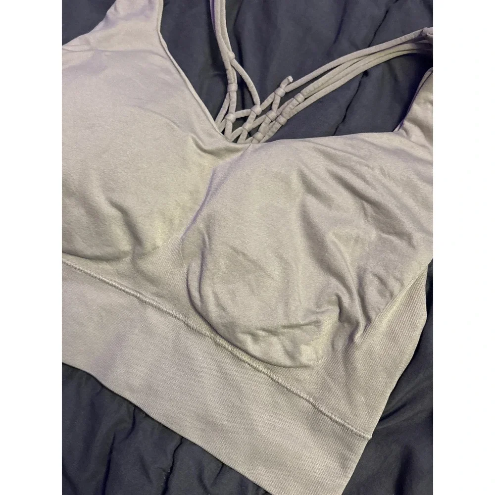 Beige Seamless Padded Strappy Back Bralette Bra Size Large